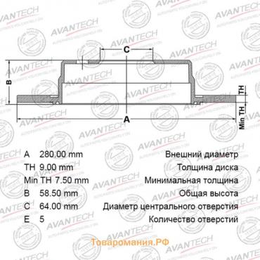 Диск тормозной AVANTECH RR CRV 02