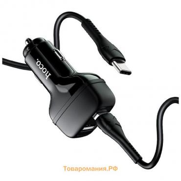 Автомобильное зарядное устройство Hoco Z36, 2 USB - 2.4 А, кабель Type-C, 1  м, черный