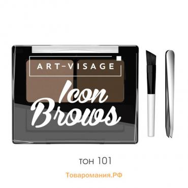 Двойные тени для бровей Art-Visage Icon Brows, тон 101 шатен, 3,6 г
