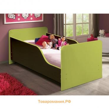 Кровать детская с бортом «Малышка №2», 600 × 1400 мм, цвет венге / лайм