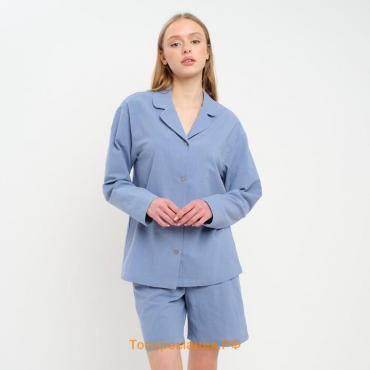 Пижама женская (рубашка и шорты) KAFTAN "Basic" р.40-42, голубой